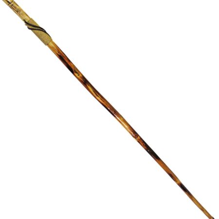 55" Hand-Carved Wolf Head Walking Stick – Weather-Resistant, Rope Wrapped, Metal Tip, 1.5 lbs