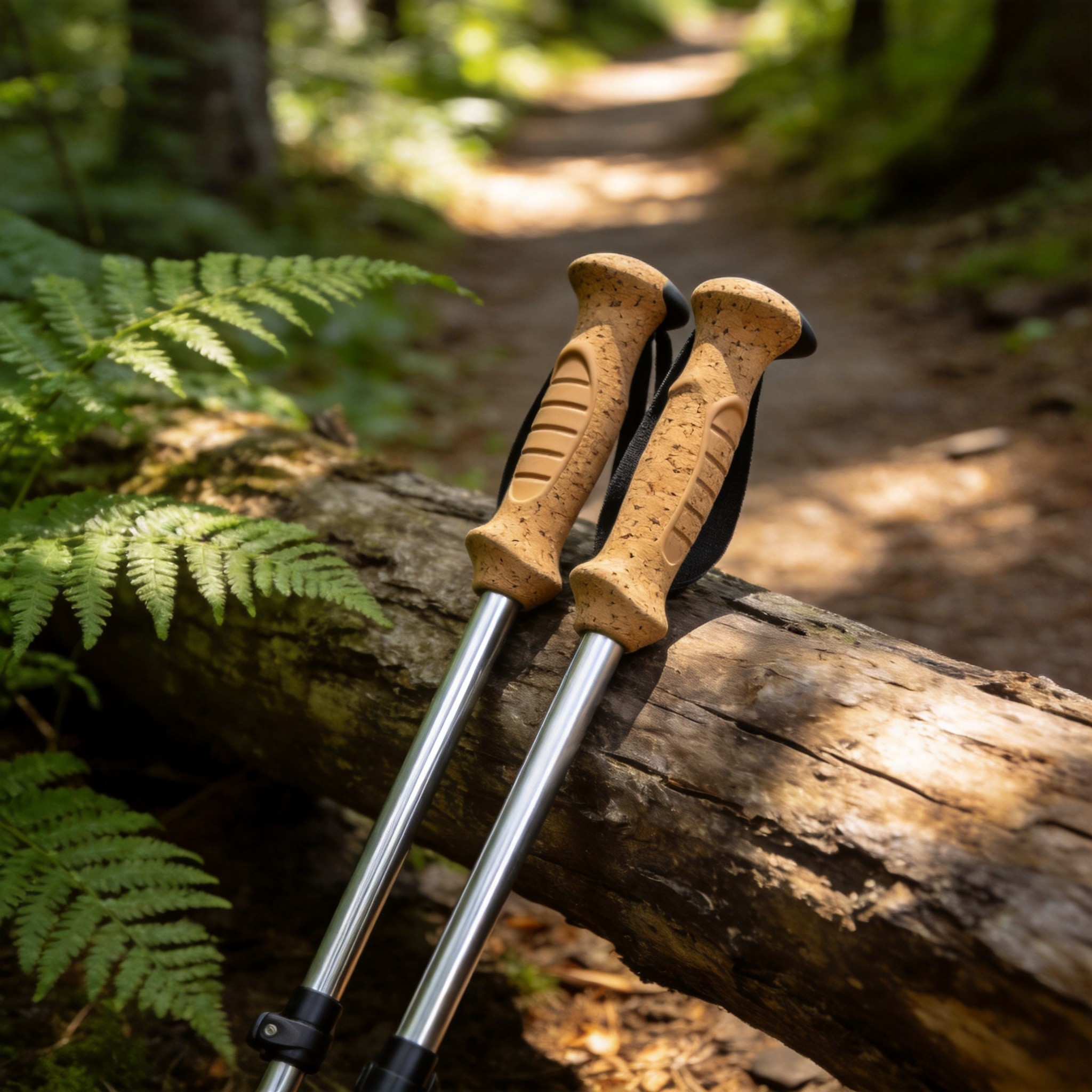 Ergonomic Cork Grip Trekking Poles - Pair