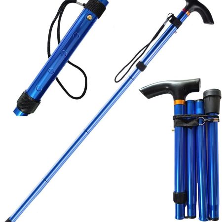 Collapsible Lightweight Walking Cane – Adjustable Folding Hiking Stick for Seniors, Men and Women, Pouch Included, 0.73 lb, 31"–37"