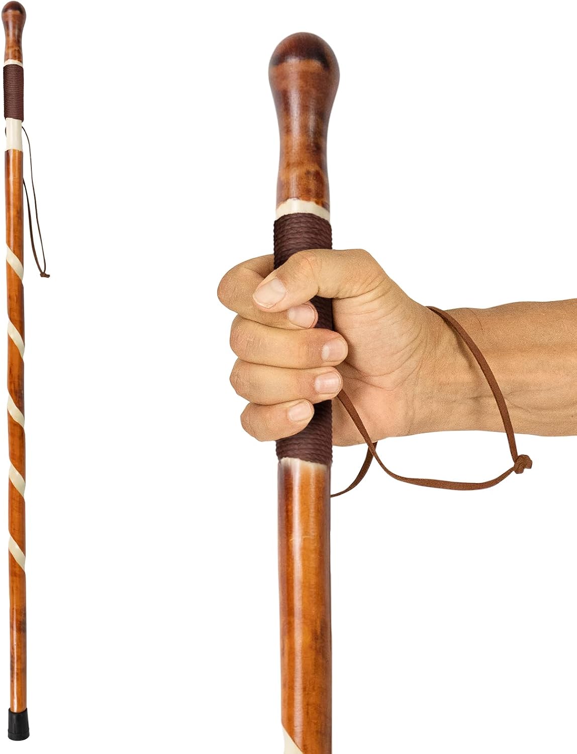 Handcarved Twisted Willow Wood Walking Cane – Heavy-Duty Support Stick for Seniors, Ergonomic Handle, 38" Height, 1.3 lbs