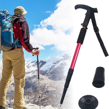 Retractable Aluminum Alloy Trekking Pole – Portable Hiking Stick for Mountaineering, Trail Running & Travel, Adjustable 26"–53", EVA Grip, 0.75 lb
